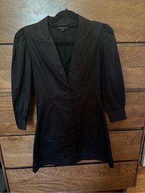 DANIELLE BERNSTEIN Black Button-Front Mini Blazer Dress